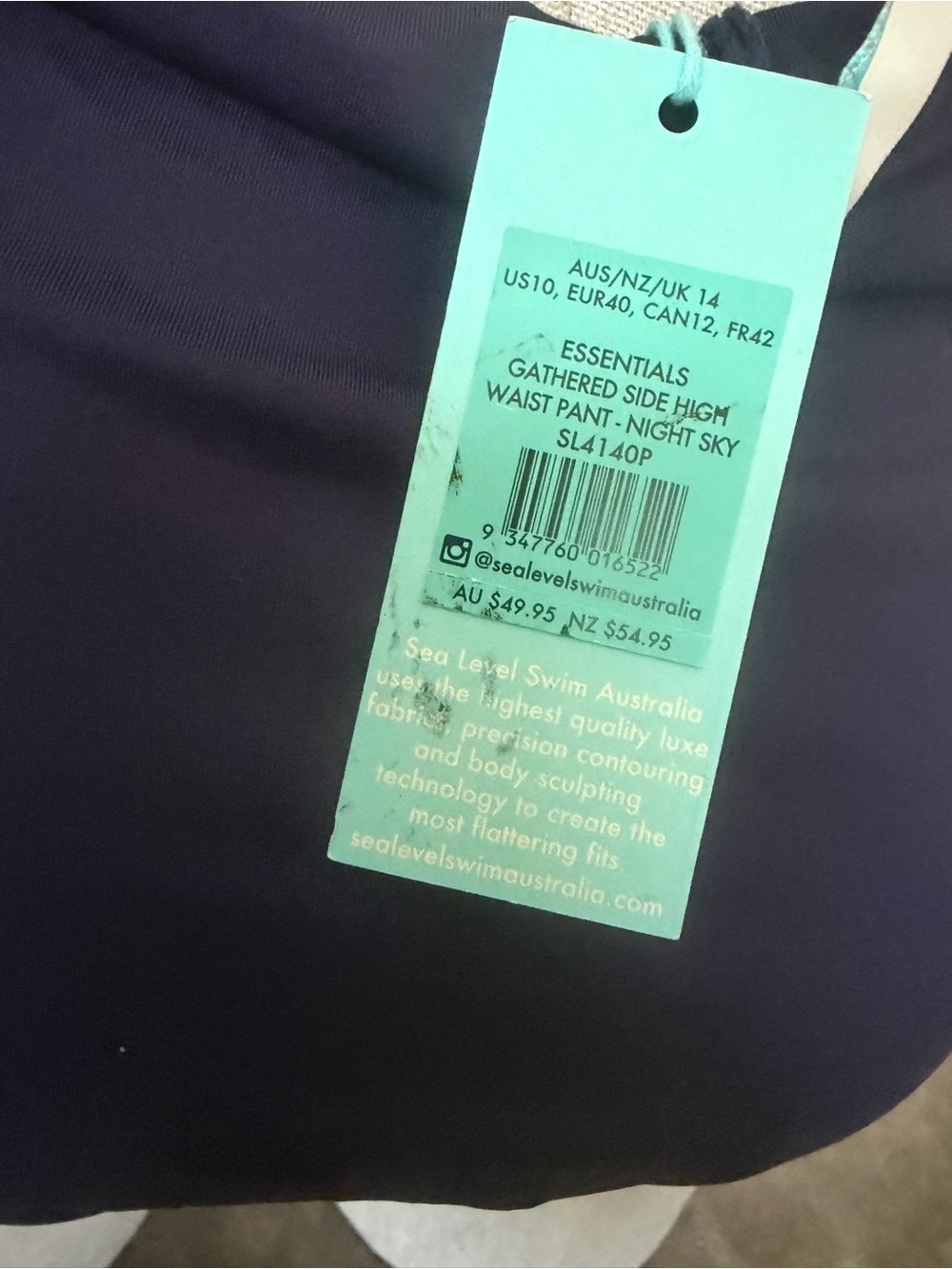 Sea level High Waist Gathered Side Swim Bottom night blue - Picture 7 of 9